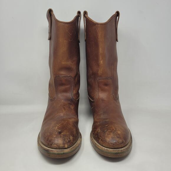 VTG Red Wing Boots 8B Pecos Western Brown Leather Safety Toe Work Nailseat 2265 - Picture 3 of 15